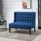 Scandinavian 2-Seater Linen Upholstery Loveseat with Button Tufted and Rubber Wood Legs